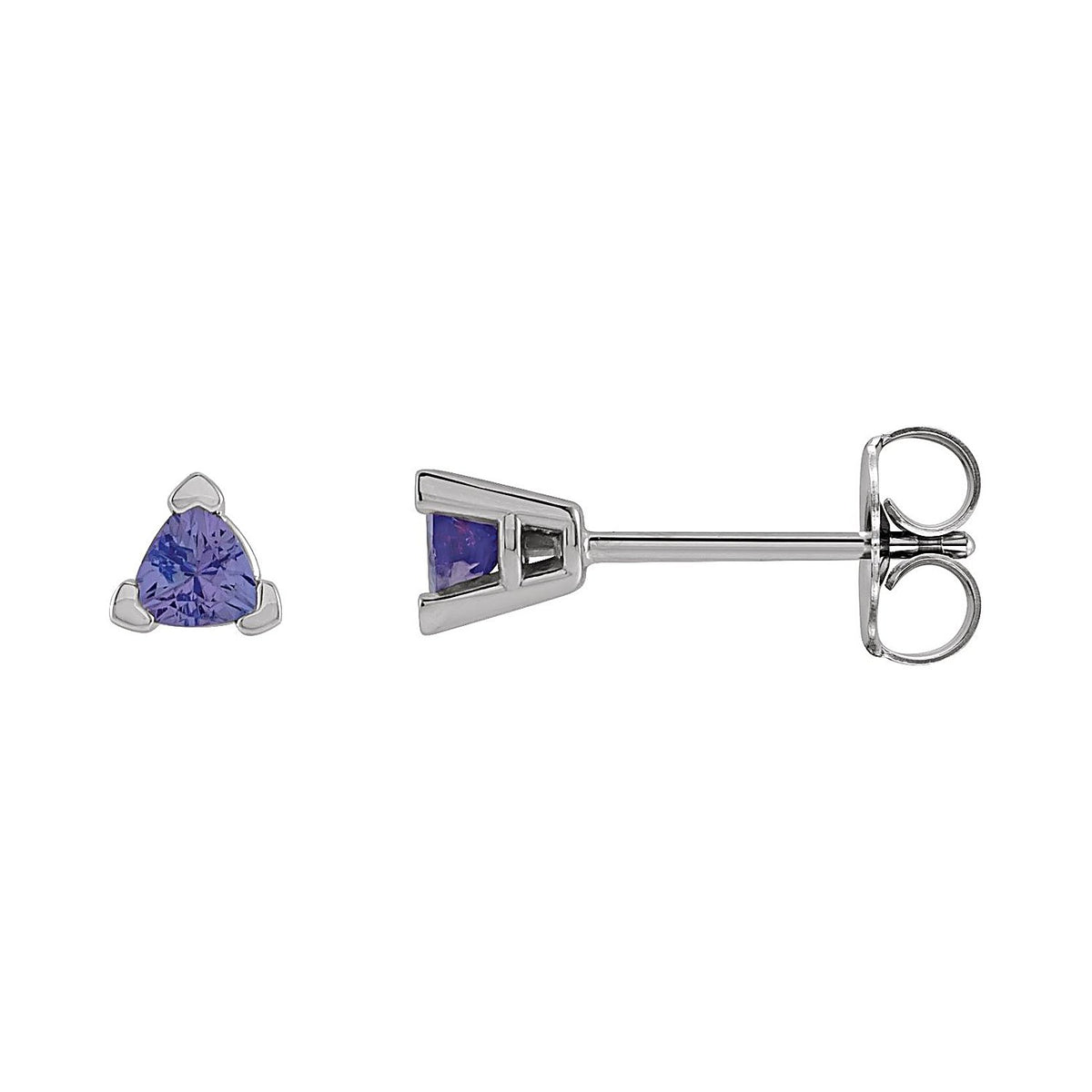 Trillion-Cut Tanzanite Stud Earrings in 14K White Gold
