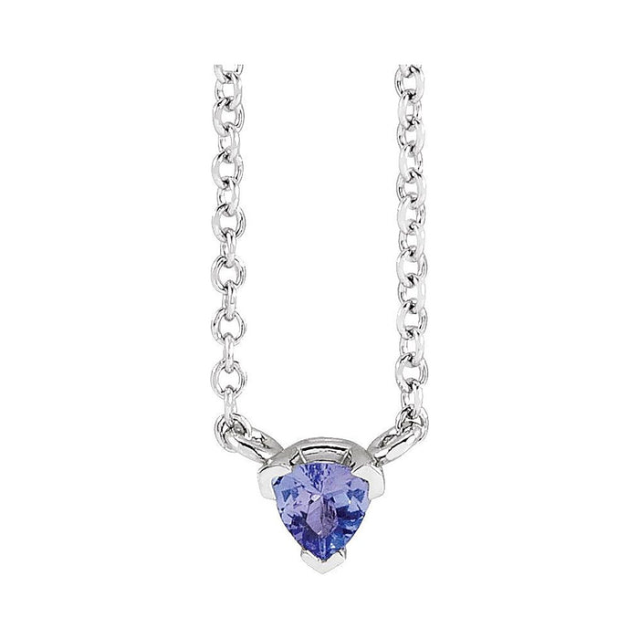 Trillion-Cut Tanzanite Necklace in 14K White Gold