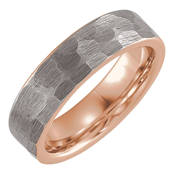 18K Rose Gold PVD Tungsten 6 mm Comfort-Fit Flat Band — men's wedding band