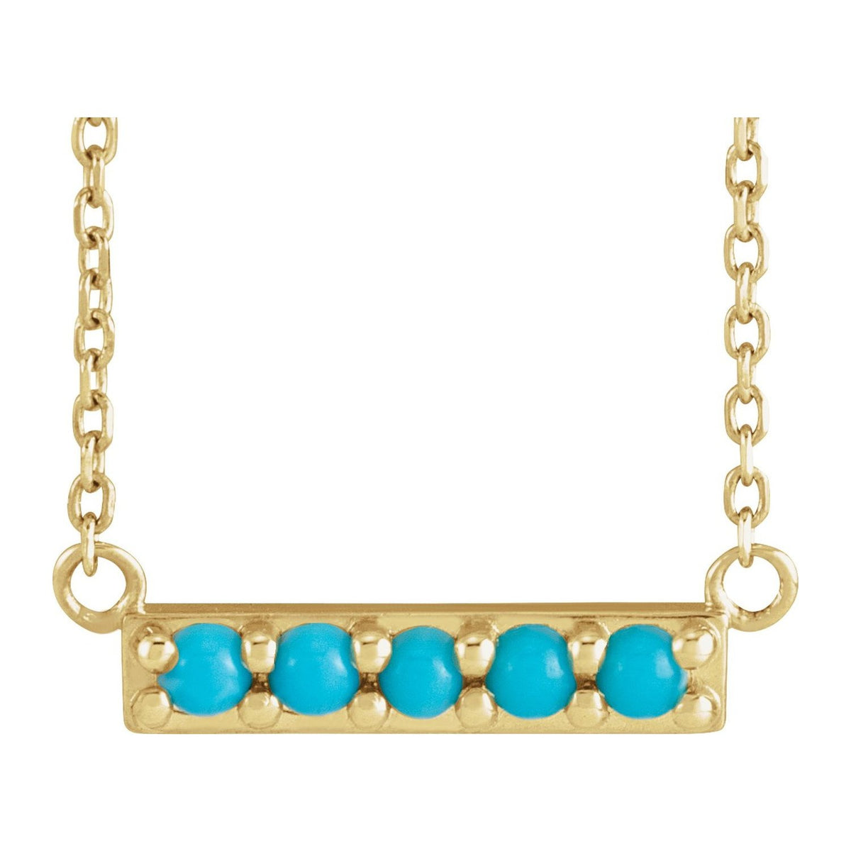 Turquoise Bar Necklace in 14K Yellow Gold, 16"