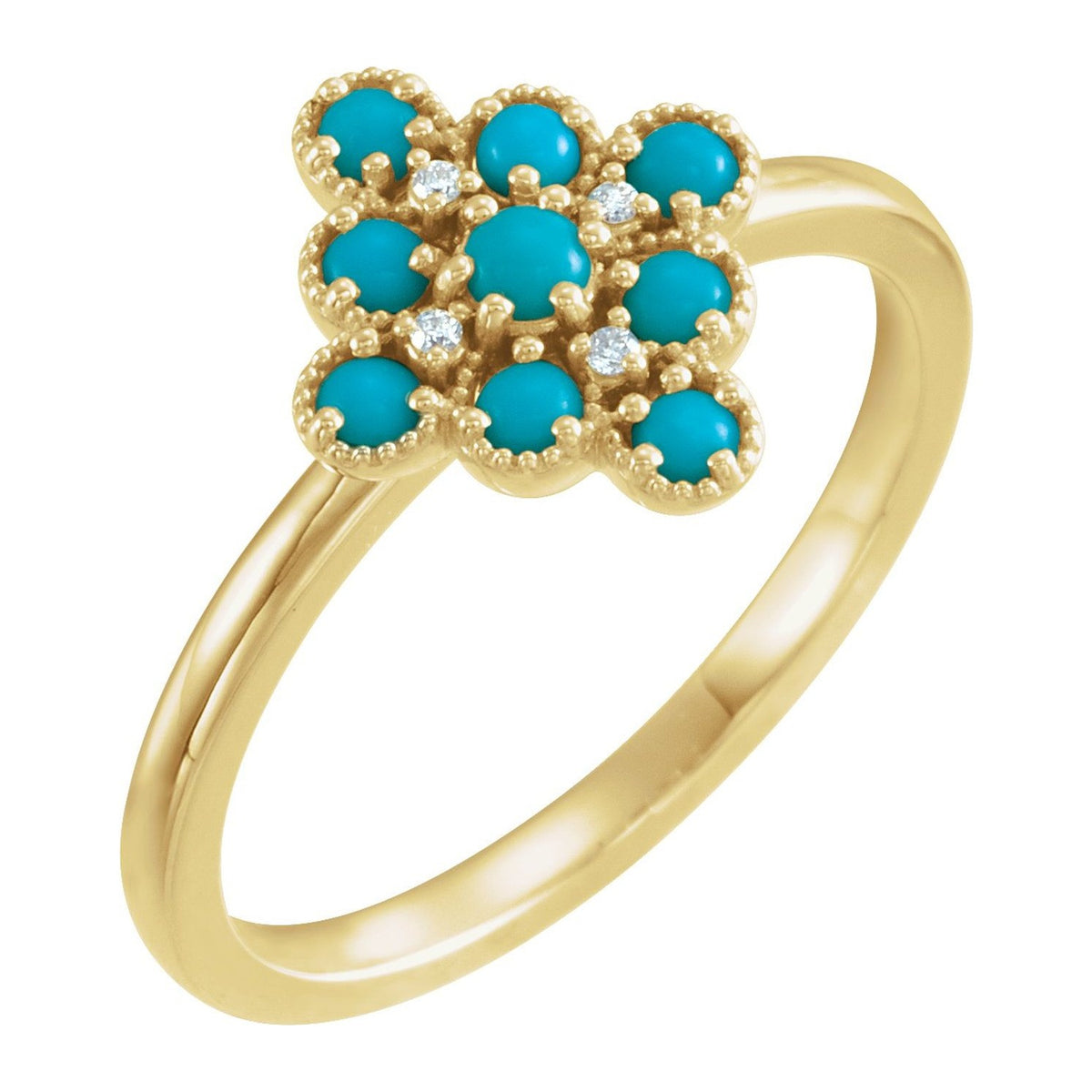 Turquoise Cluster Ring in 14K Yellow Gold