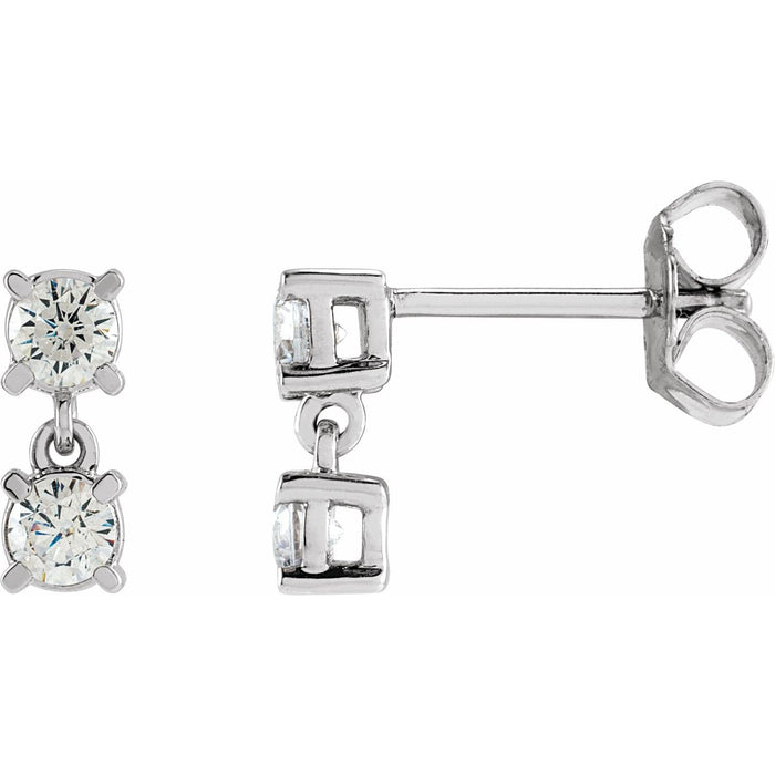 Two-Stone Lab-Grown Diamond Drop Earrings (1/2 ctw) in 14K White Gold