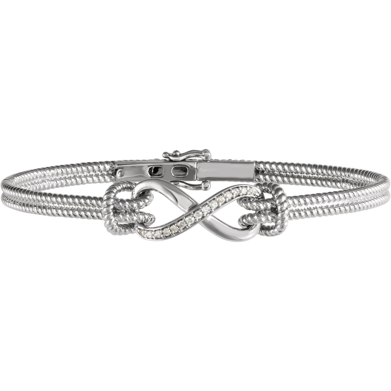 Two-Tone Diamond Bangle Bracelet in White Gold