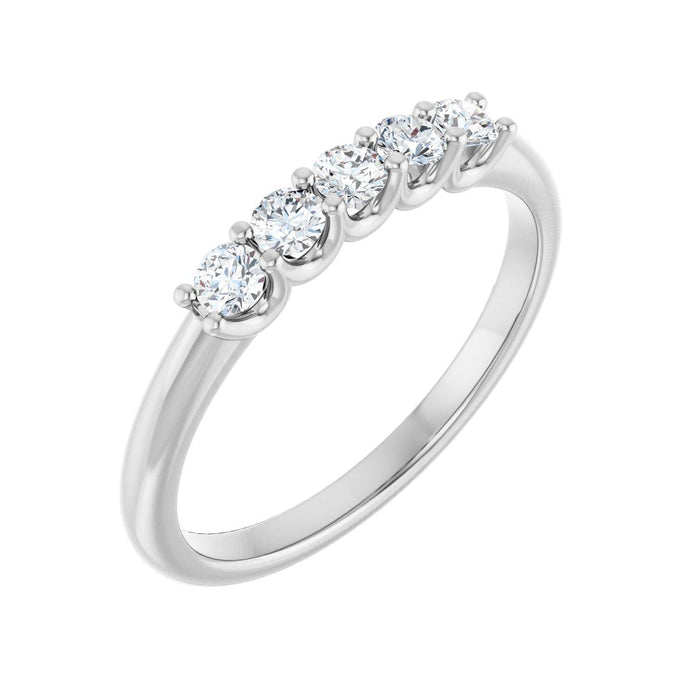 U-Prong Five-Stone Diamond Anniversary Band in 14K White Gold