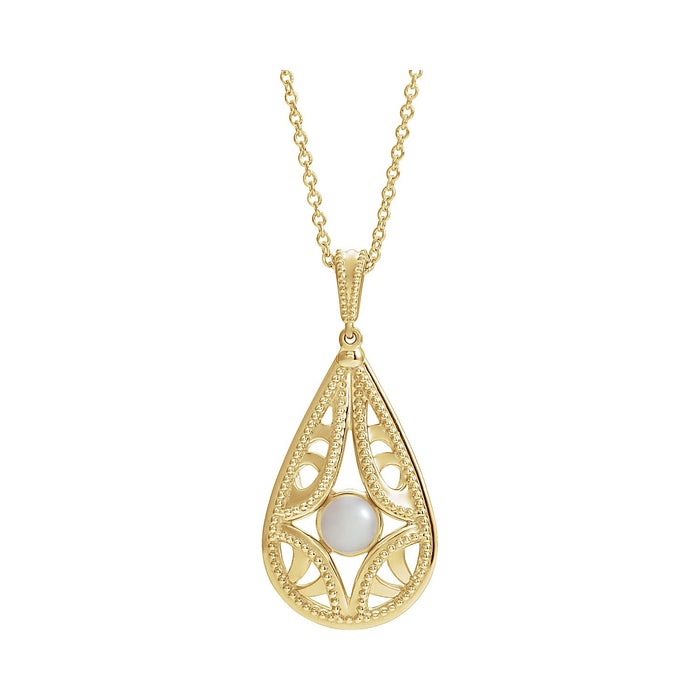 Vintage-Inspired Freshwater Pearl Necklace in 14K Yellow Gold, front