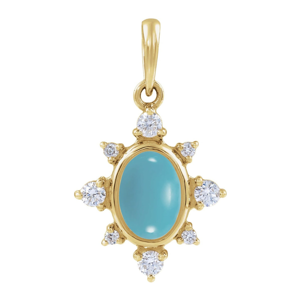 Vintage-Inspired Turquoise Pendant in 14K Yellow Gold