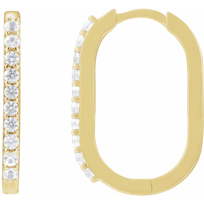 white sapphire hoop earrings in 14k Yellow Gold