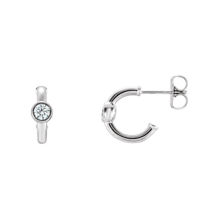 14K White Gold 11 mm single-stone 3 mm white sapphire J-hoop earrings