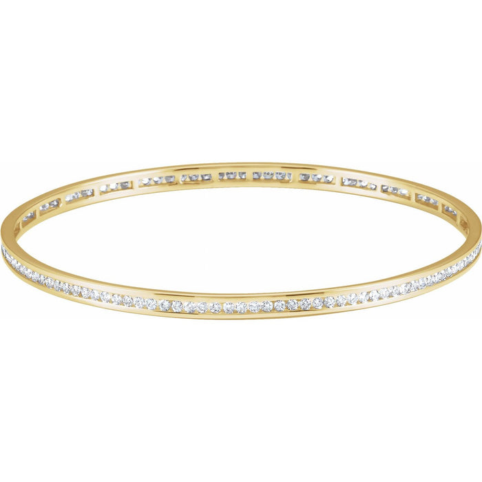 Wide Diamond Stackable Bangle Bracelet in Yellow Gold