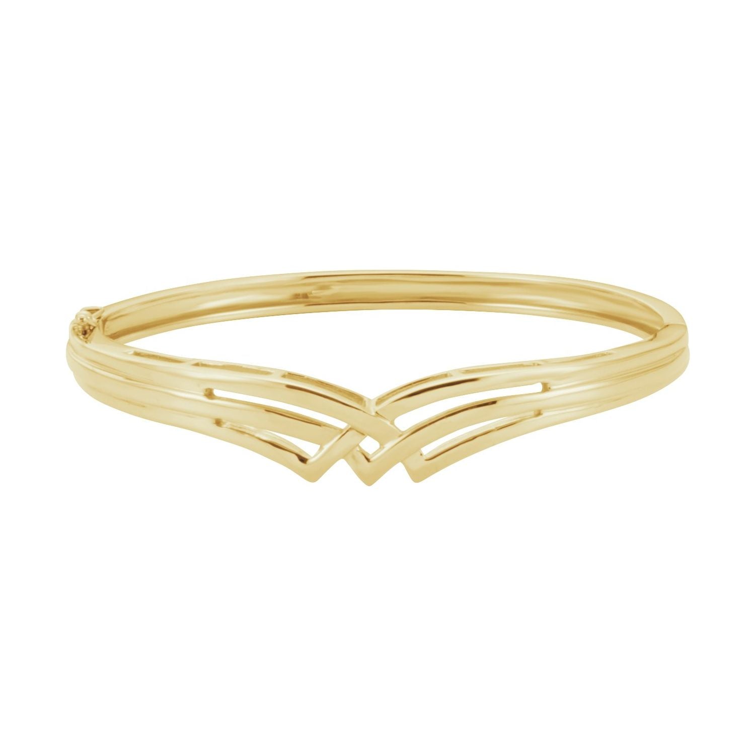 Wide Hinged Bangle Bracelet in Yellow Gold