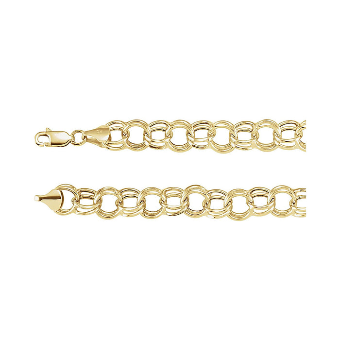 Wide Hollow Double Cable Chain Bracelet (5.7 mm) in 14K Yellow Gold