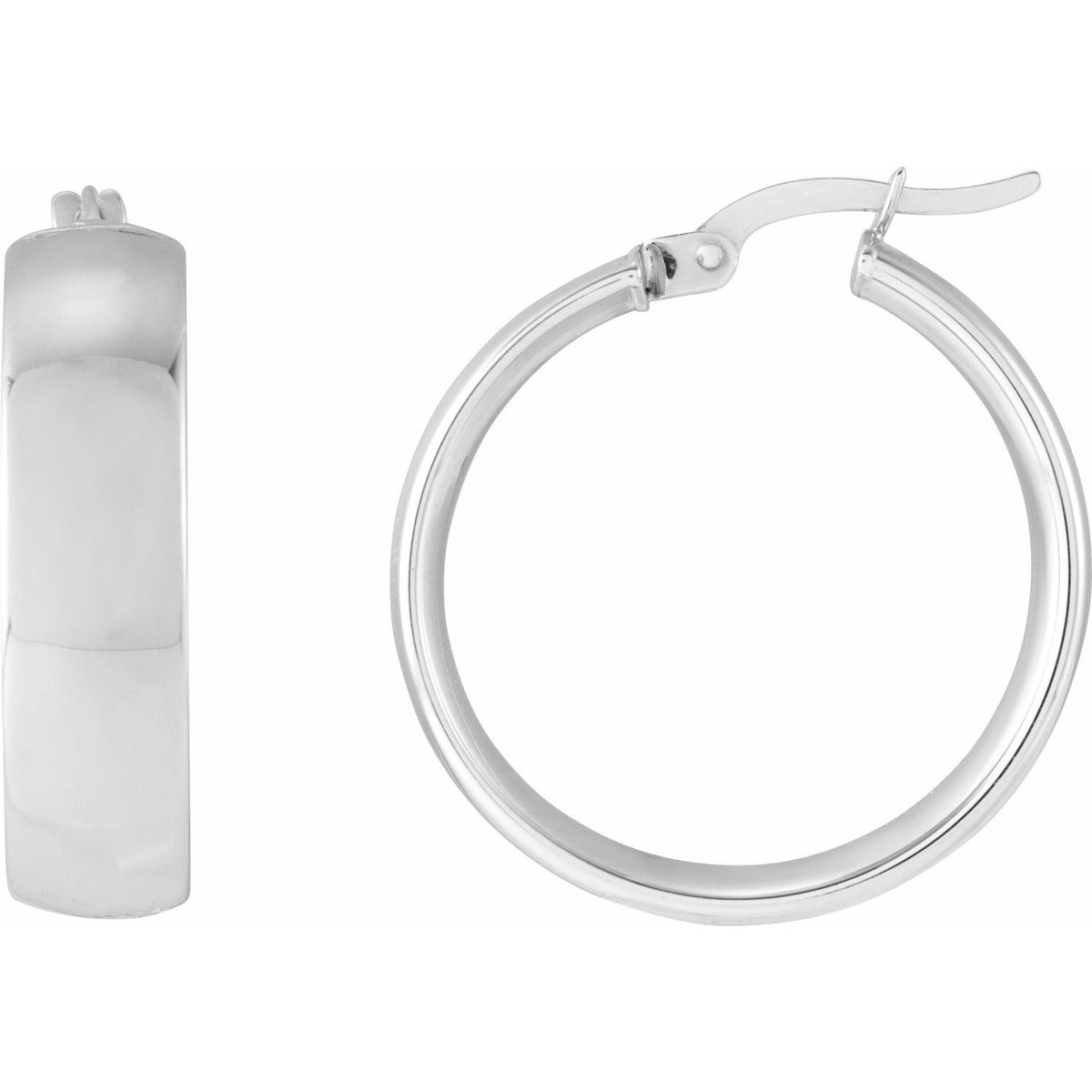 Wide Tube Gold Hoop Earrings (20 mm) in 14k white gold