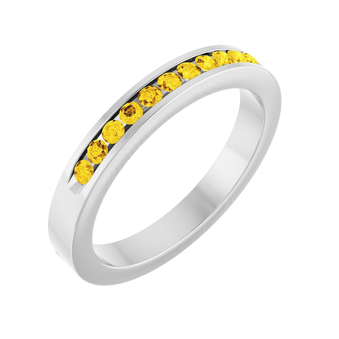 yellow sapphire anniversary band in platinum in Platinum