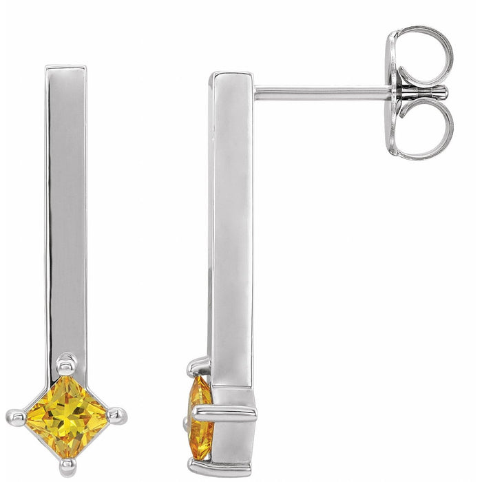 yellow sapphire drop earrings in 14k White Gold