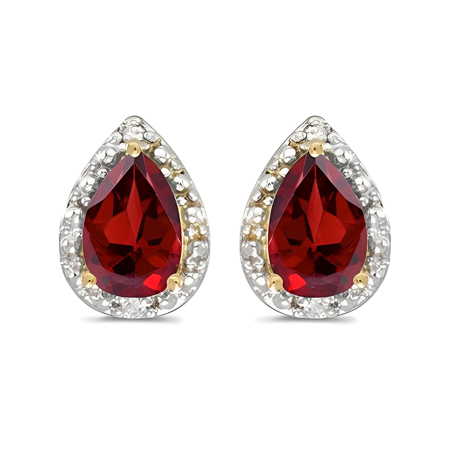 Diamond & Pear Ruby Earrings 14k Yellow Gold (1.52ct)