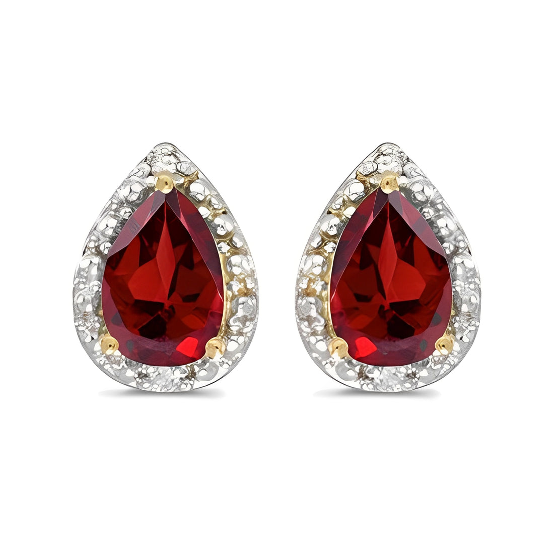 Diamond & Pear Ruby Earrings 14k Yellow Gold (1.52ct)